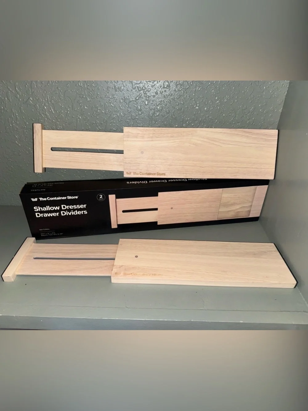 The Container Store Shallow Ash Wood Dresser Drawer Divide Natural